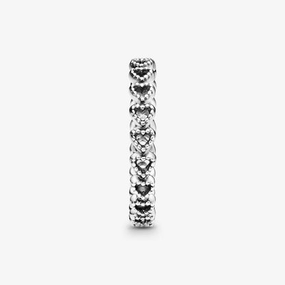 Openwork heart silver ring