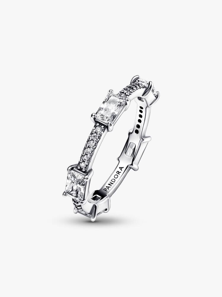 Rectangular Bars Sparkling Pavé Ring