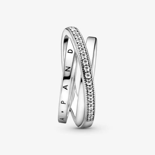 Crossover Pavé Triple Band Ring