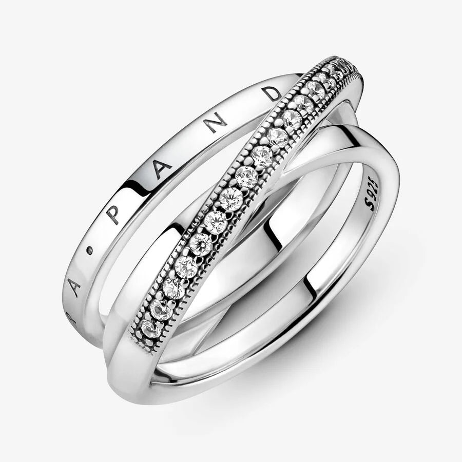 Crossover Pavé Triple Band Ring