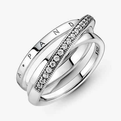 Crossover Pavé Triple Band Ring
