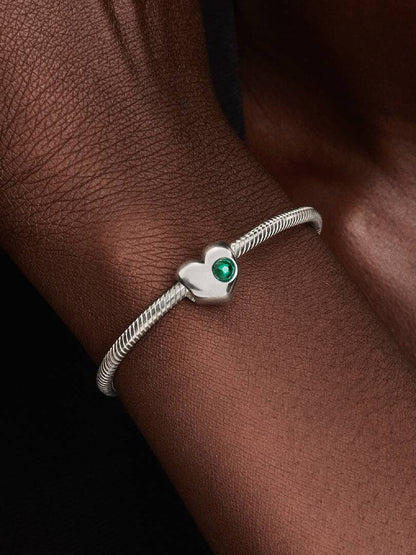 Engravable May Birthstone Heart Charm