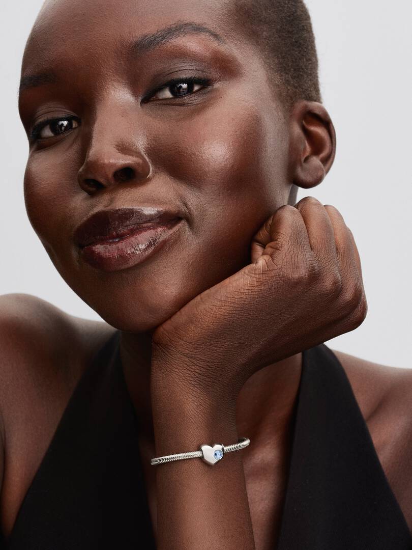 Engravable March Birthstone Heart Charm