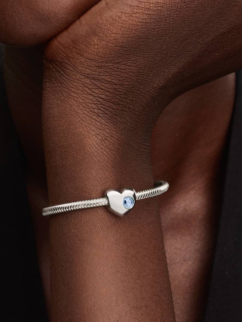 Engravable March Birthstone Heart Charm