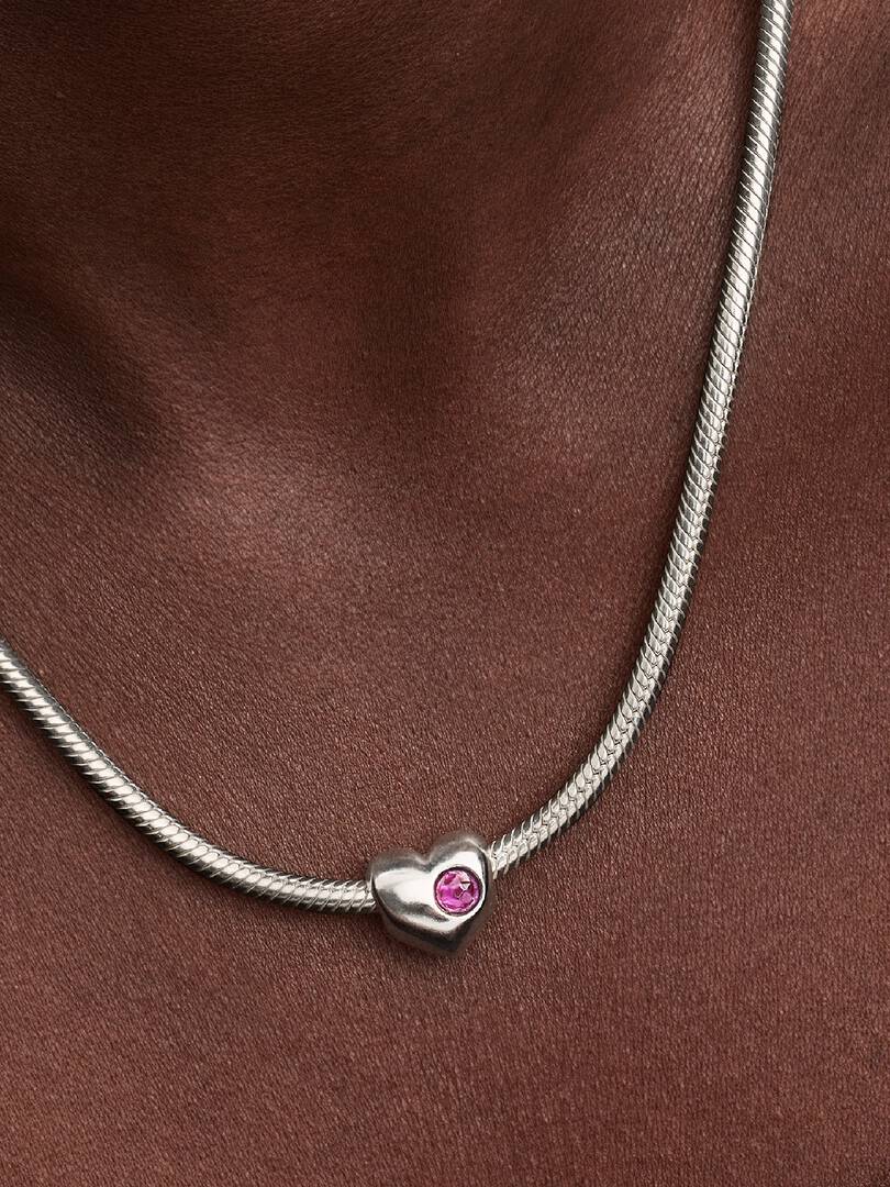 Engravable February Birthstone Heart Charm