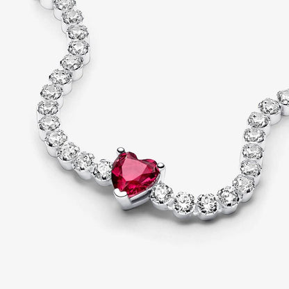 Red Sparkling Heart Tennis Bracelet