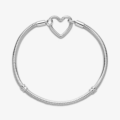 Pandora Moments Heart Closure Snake Chain Bracelet