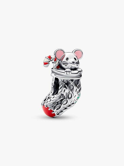 Festive Mouse & Stocking Charm