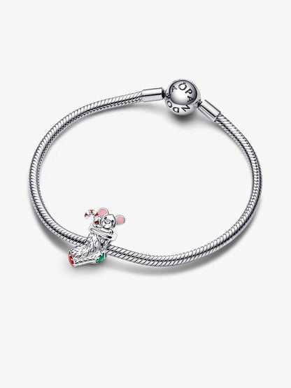 Festive Mouse & Stocking Charm