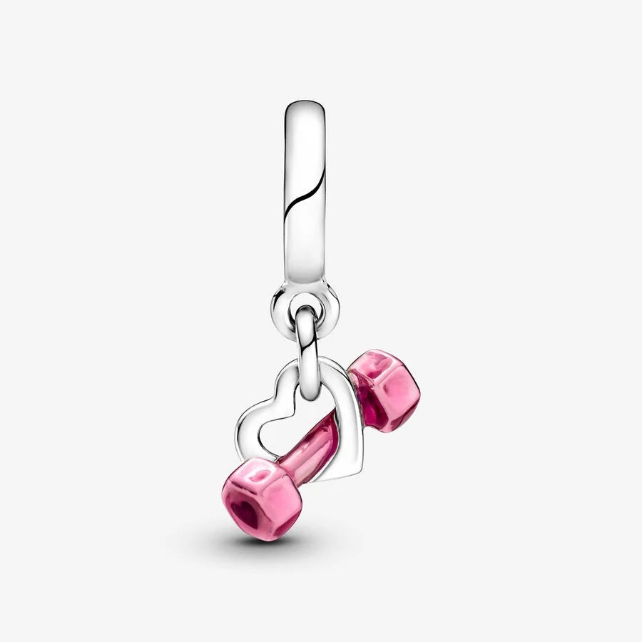 Dumbbell & Heart Dangle Charm