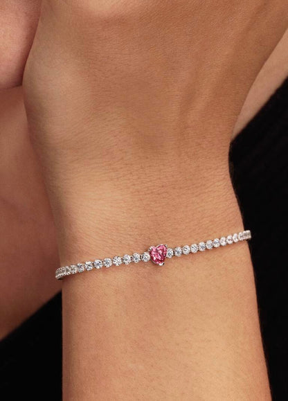 BEST SELLER | Pink Sparkling Heart Tennis Bracelet