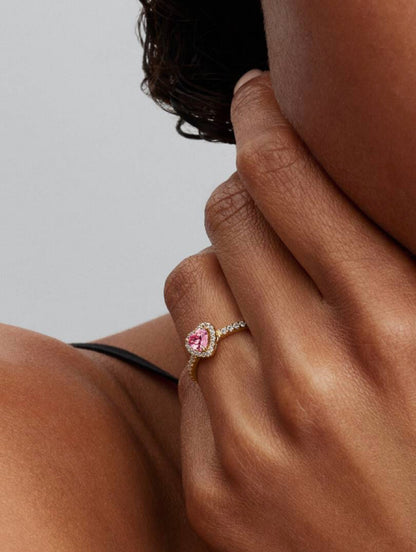 GOLD Elevated Pink Heart Ring