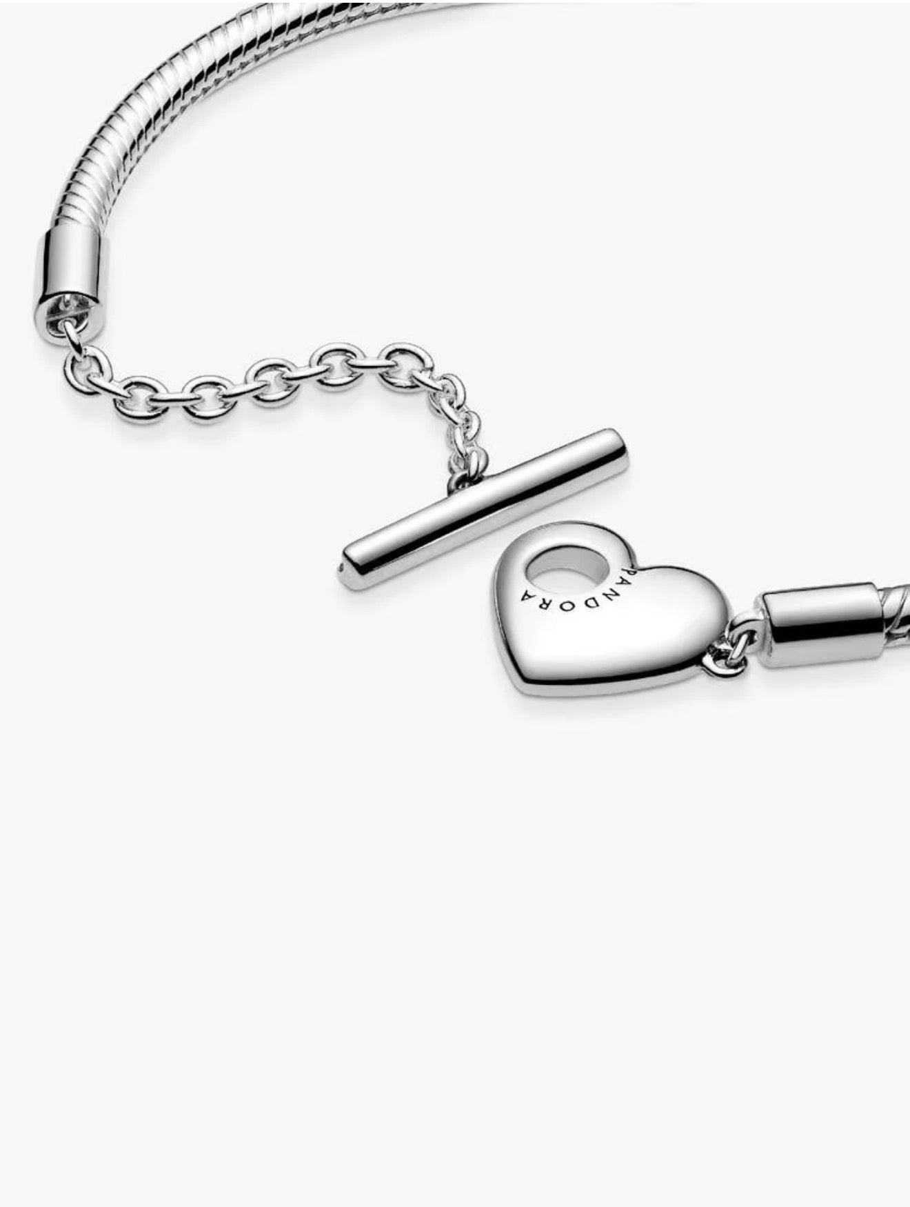 Pandora Moments Heart T-Bar Snake Chain Bracelet
