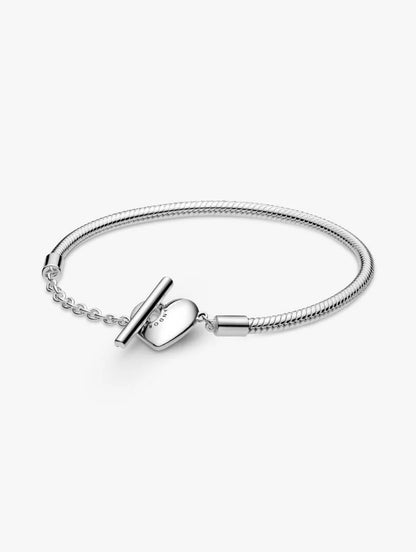 Pandora Moments Heart T-Bar Snake Chain Bracelet