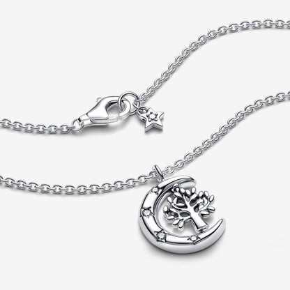 Moon & Spinning Tree Pendant Necklace