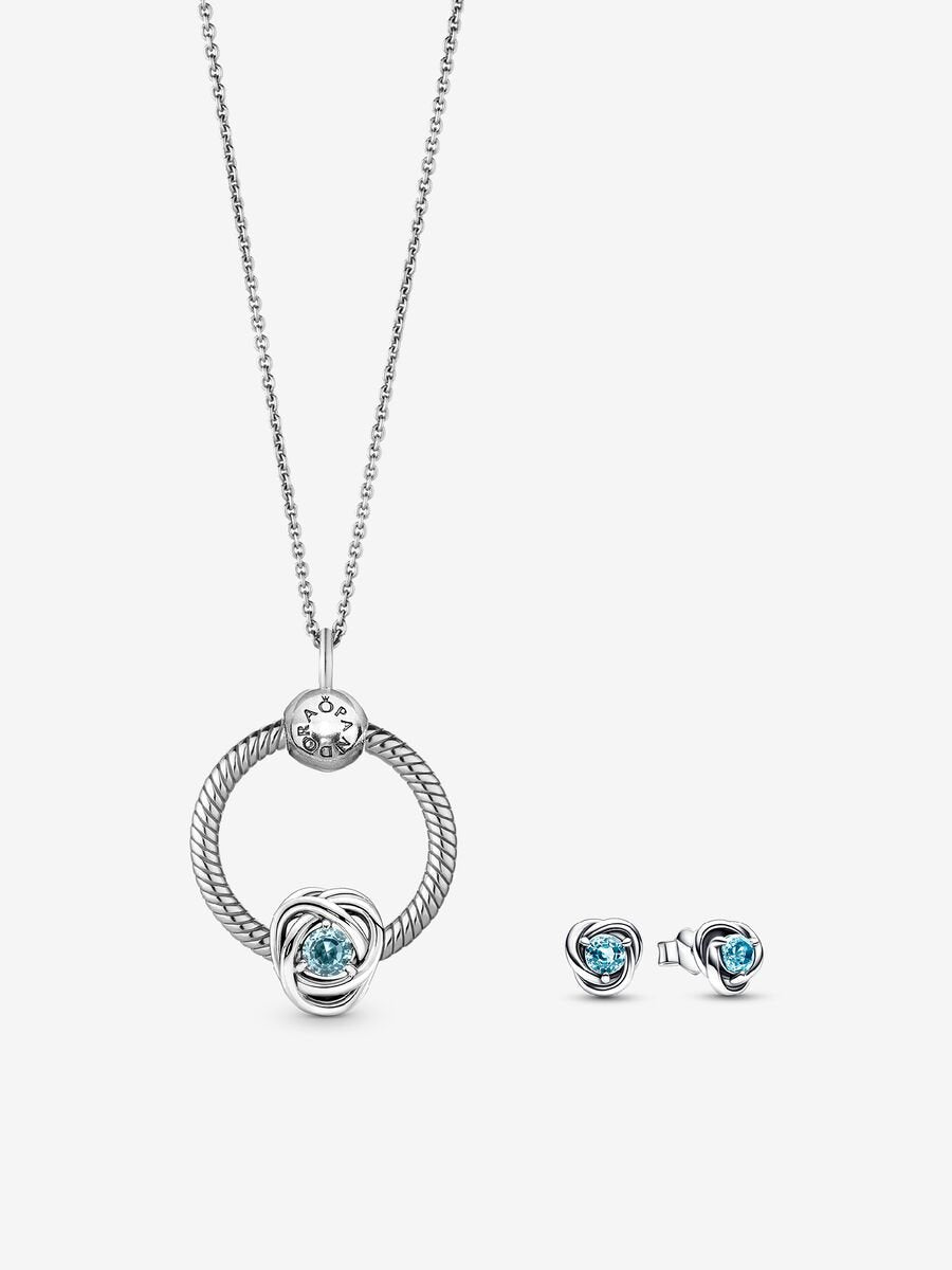 March Birthstone Eternity Circle O Pendant set