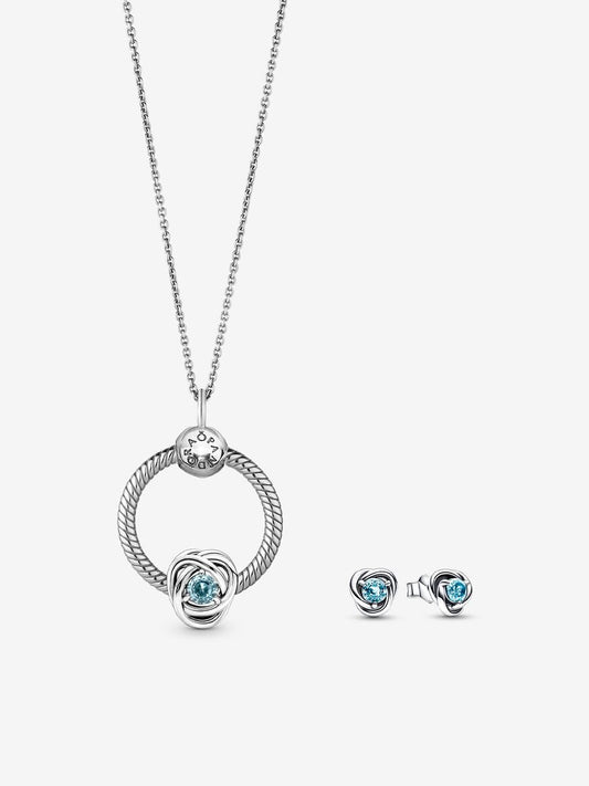 March Birthstone Eternity Circle O Pendant set