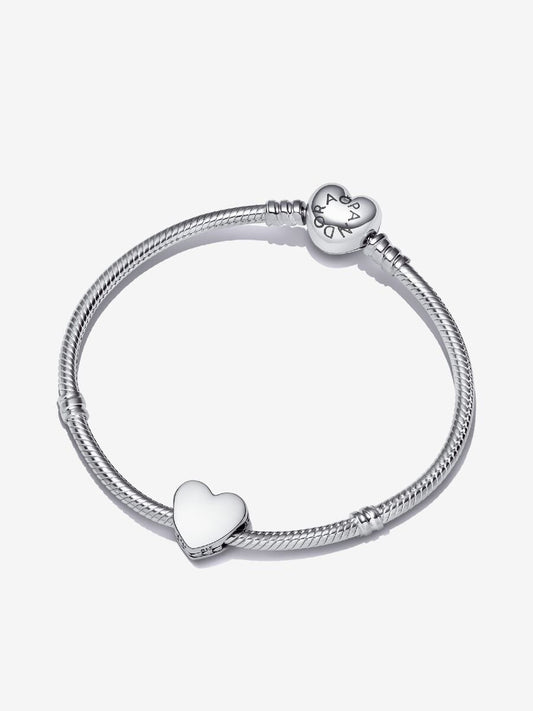 Engravable Heart Charm Bracelet Set