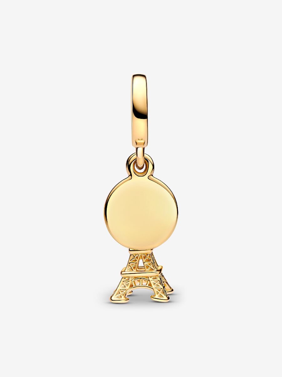 Paris Eiffel Tower Lab-Grown Diamond Engravable Double Dangle Charm