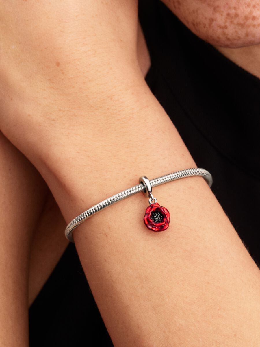 Red Flower Dangle Charm
Sterling silver