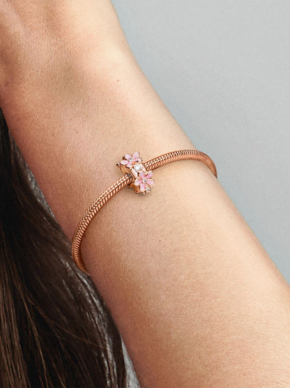 Pink Daisy Spacer Clip Charm
14k rose gold plating