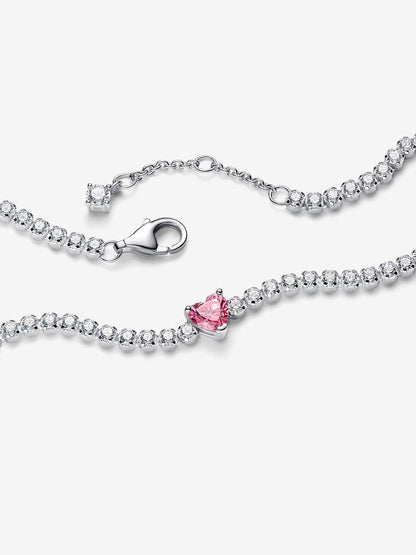 Pink Sparkling Heart Tennis Bracelet
