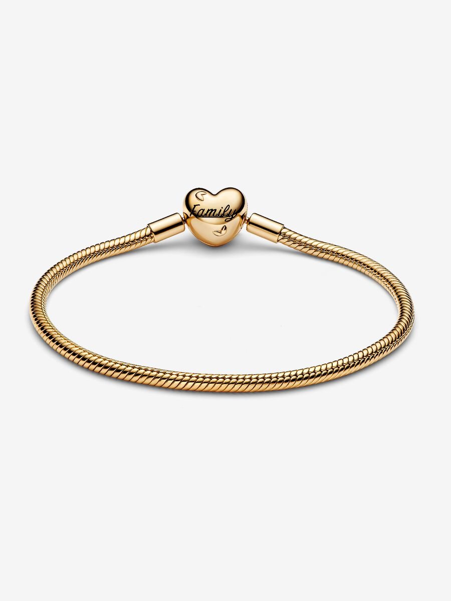 Family Tree Heart Clasp Snake Chain Bracelet
