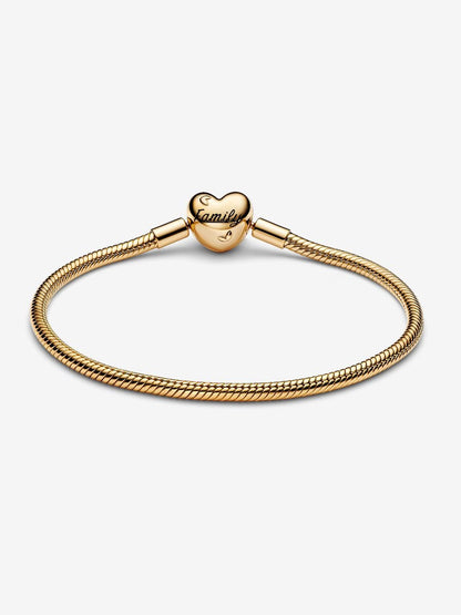 Family Tree Heart Clasp Snake Chain Bracelet
