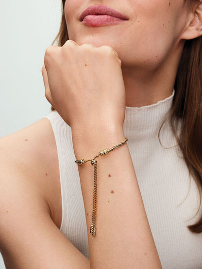 Studded Chain Slider Bracelet
14k gold plating