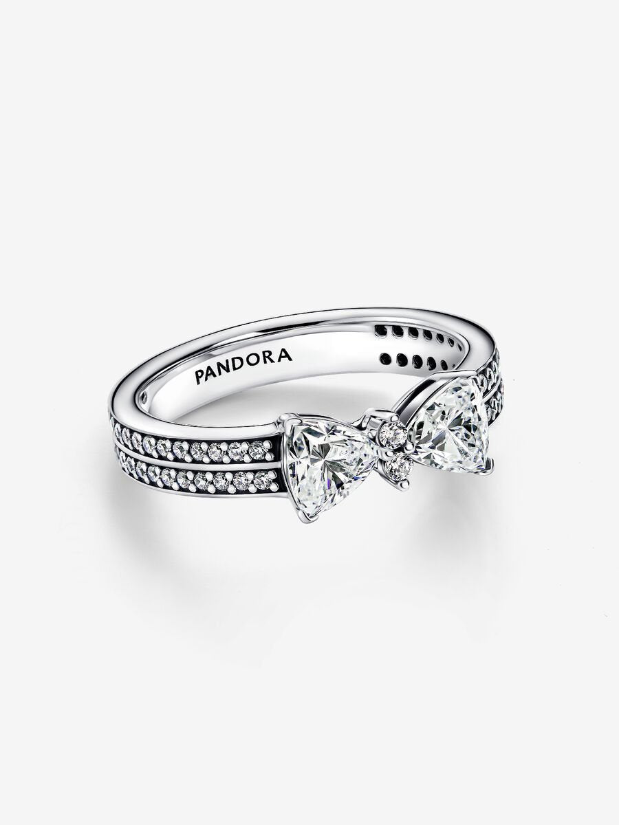 Sparkling Bow Double-row Ring