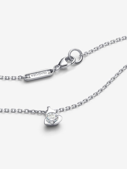 Pandora Talisman Sterling Silver Lab-grown Diamond Heart Pendant Necklace