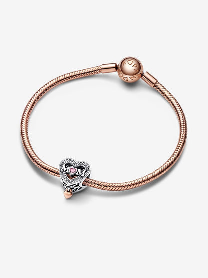 Two-tone Openwork Mom & Heart Charm