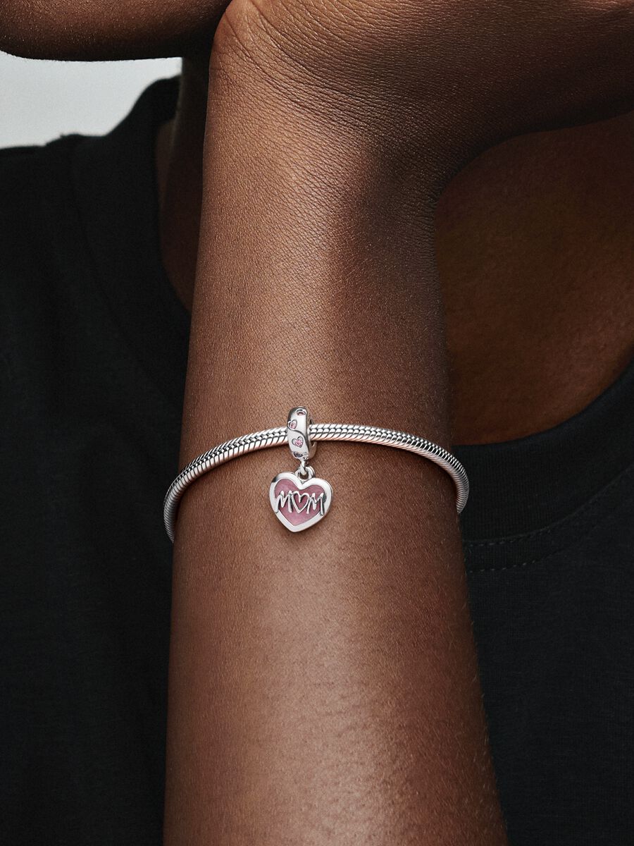 Mom Script Heart Dangle Charm