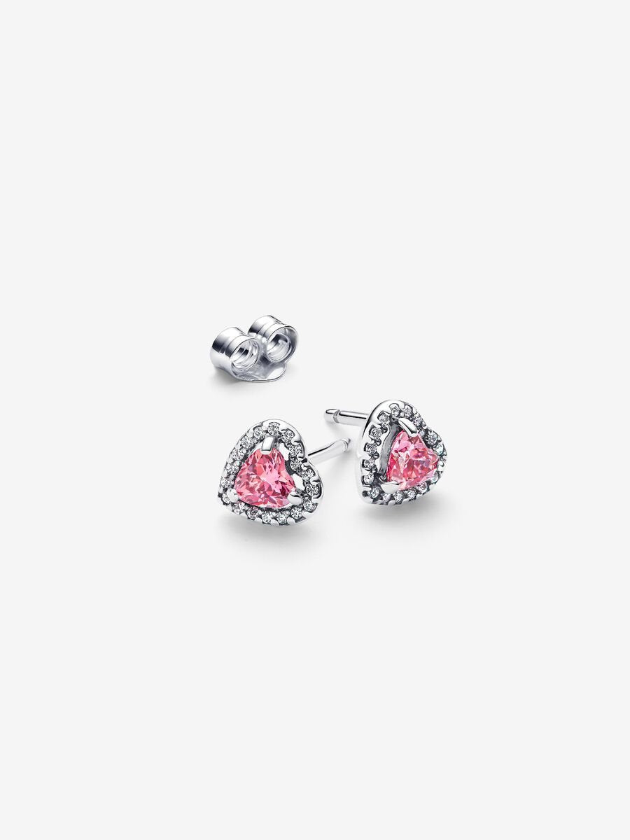 Elevated Pink Heart Stud Earrings