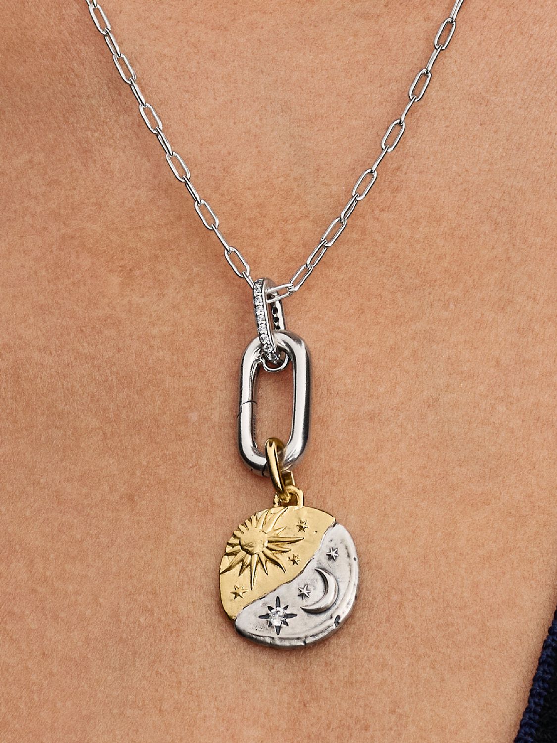 NEW | Sun and Moon Medallion Charm
Sterling silver, 14k gold plating