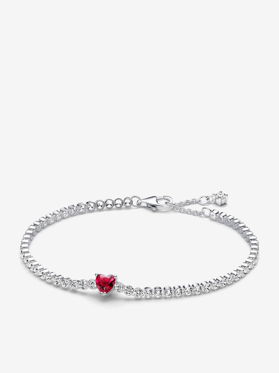 Red Sparkling Heart Tennis Jewelry Set