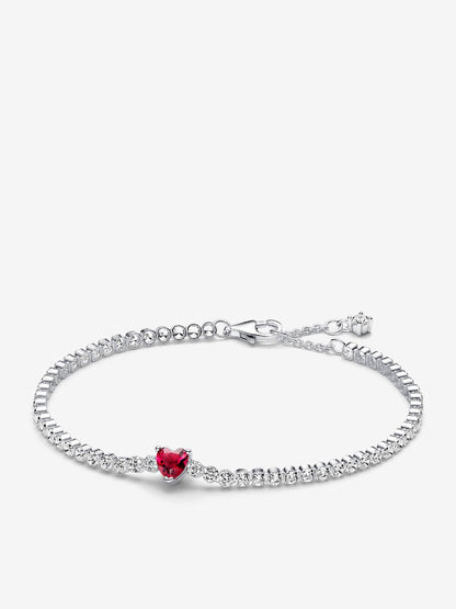 Red Sparkling Heart Tennis Jewelry Set