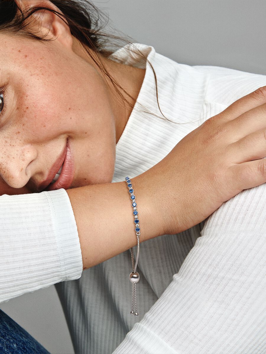 Blue and Clear Sparkle Slider Bracelet