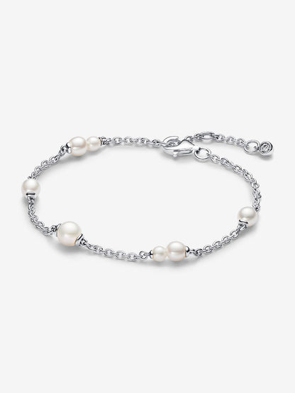Treated Freshwater Cultured Pearl Station Chain Bracelet