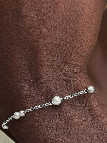 Treated Freshwater Cultured Pearl Station Chain Bracelet