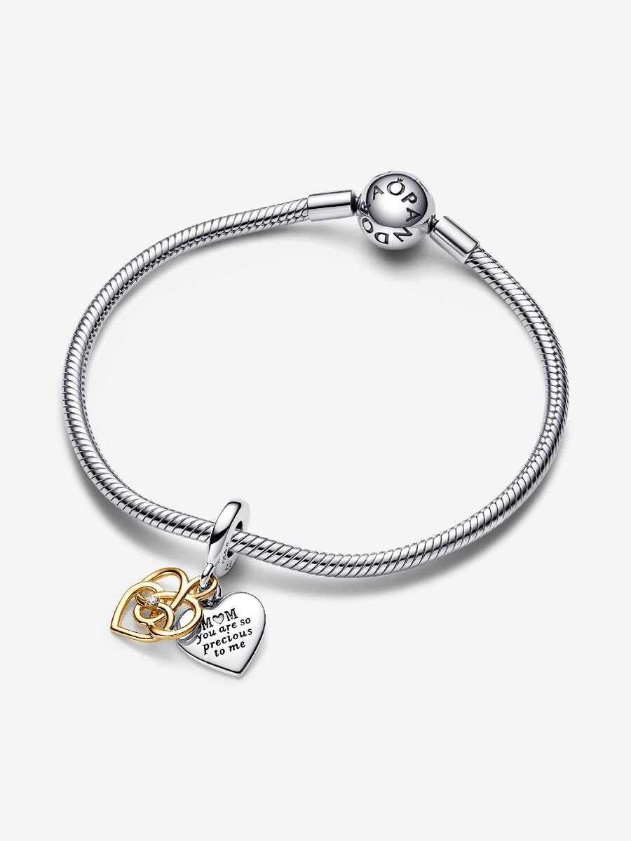 Lab-grown Diamond Engravable Mum Double Dangle Charm