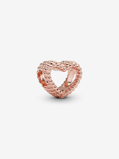 Beaded Open Heart Charm
14k rose gold plating