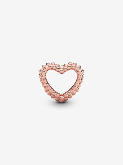 Beaded Open Heart Charm
14k rose gold plating
