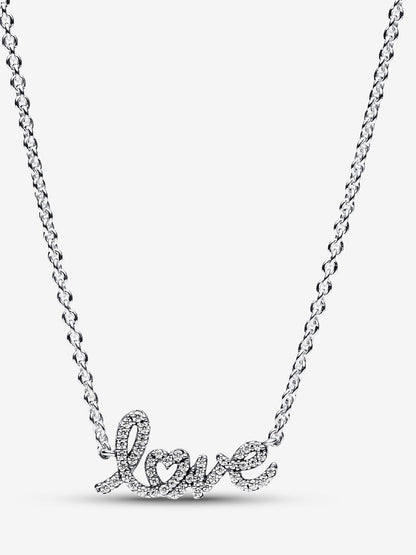 Sparkling Handwritten Love Collier Necklace