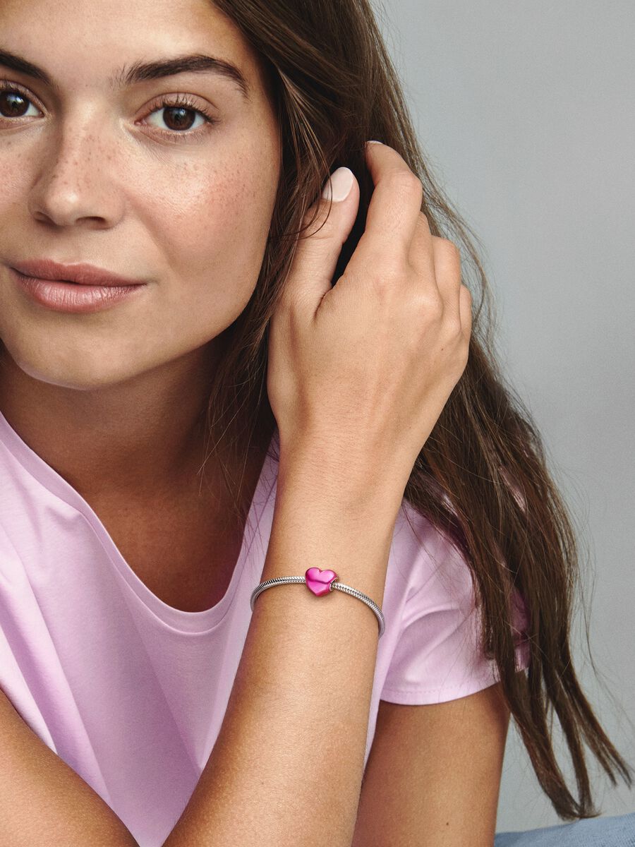 Metallic Pink Heart Charm