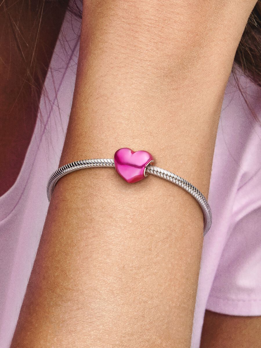Metallic Pink Heart Charm