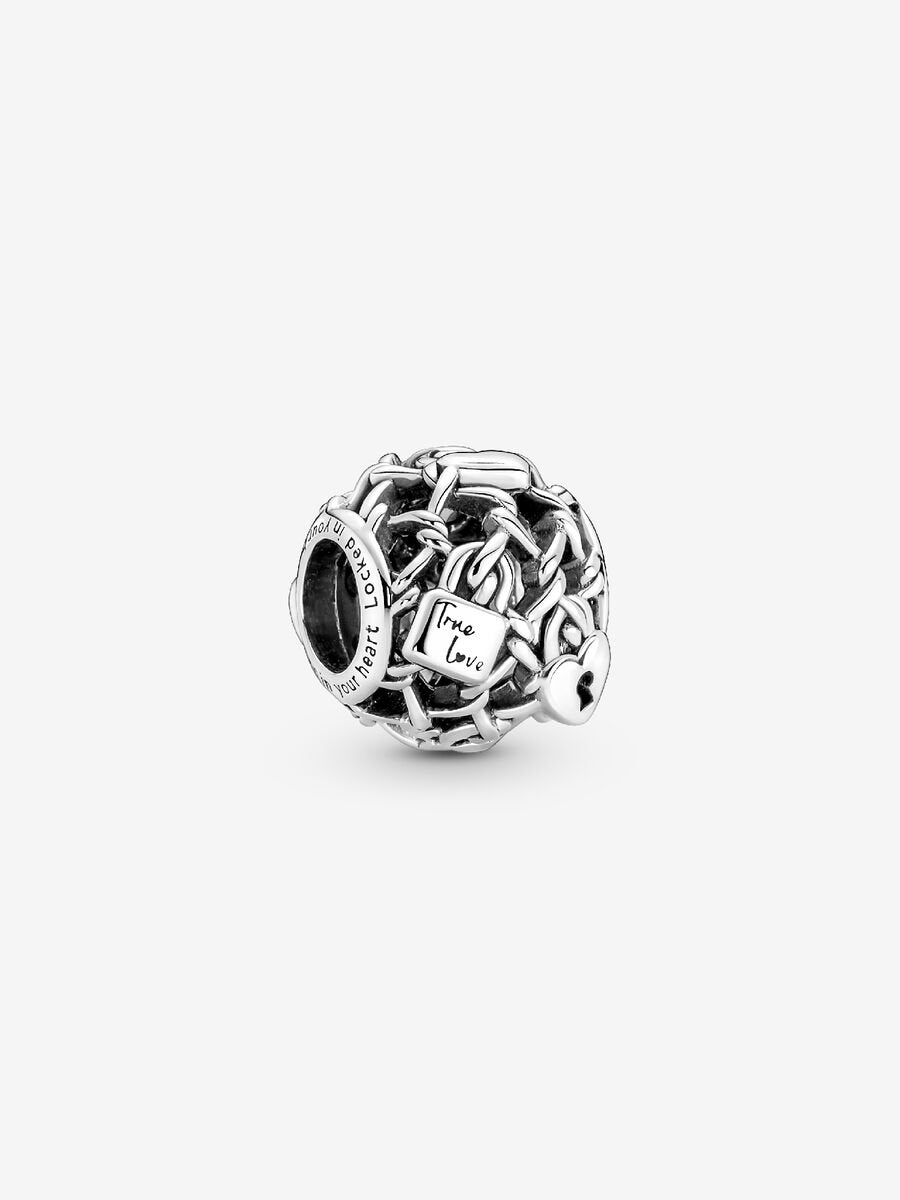 Openwork Chain Link Padlock Charm
