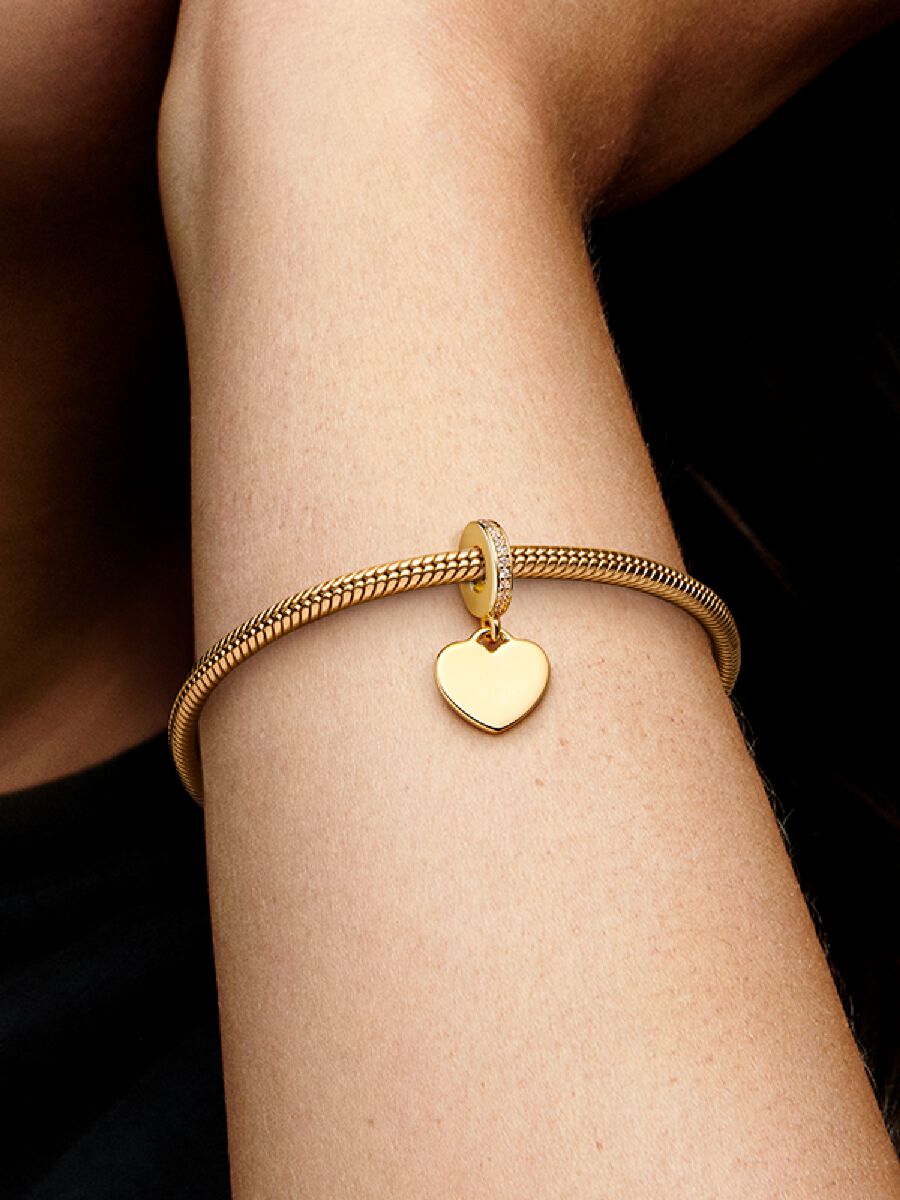 Engravable Heart Tag Dangle Charm
14k gold plating