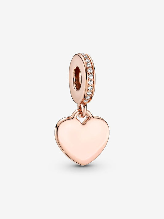 Engravable Heart Tag Dangle Charm
14k rose gold plating