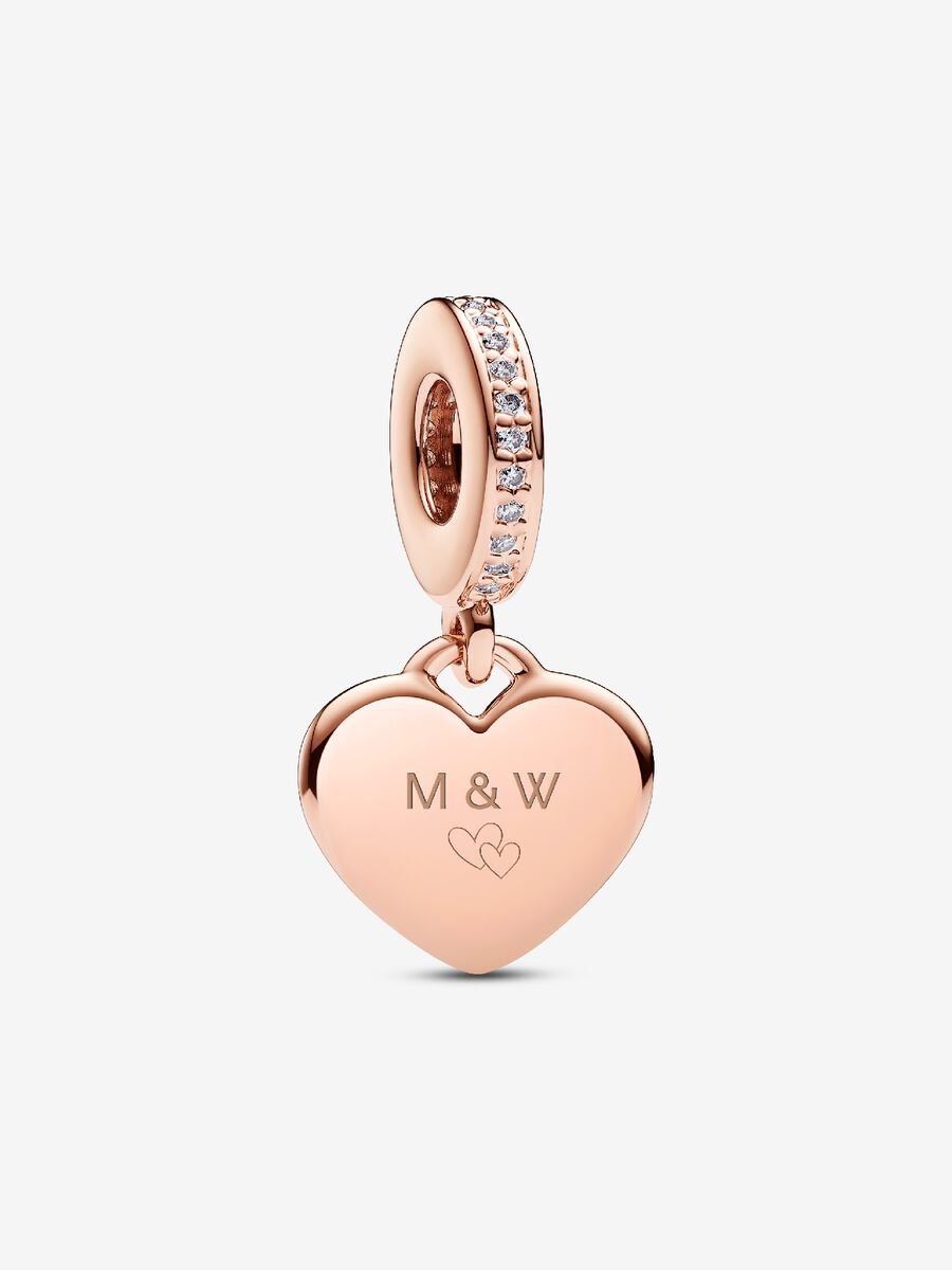 Engravable Heart Tag Dangle Charm
14k rose gold plating